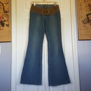 Angels Denim Flare Jeans w/built in Suede Belt